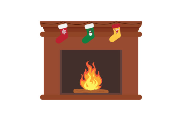 Christmas Fireplace Vector-1: A Charming Illustration for Creative Projects