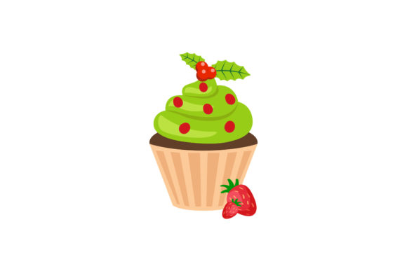 Christmas Green Tea Cake Strawberry: A Festive Graphic Design Asset
