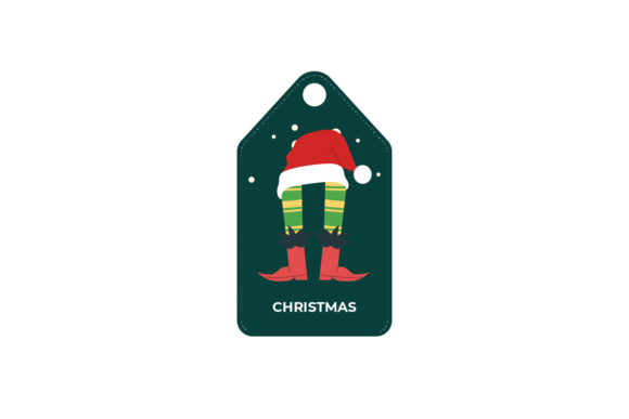 Christmas Label Tag Hat Long Legs Gnome