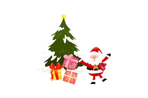 Christmas Tree Gift Box Santa Design: A Graphics Gem
