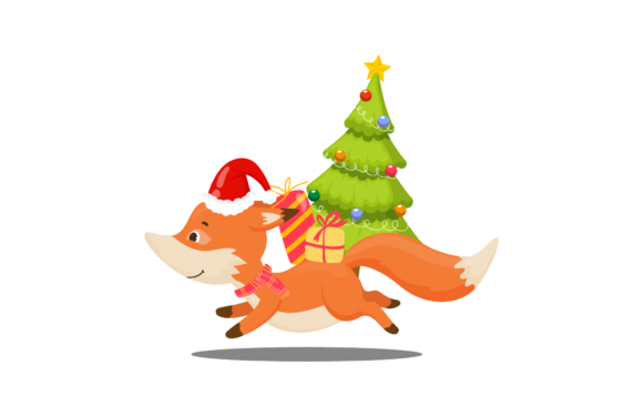 Christmas Tree Illustration Happy Fox: A Versatile Graphics Asset