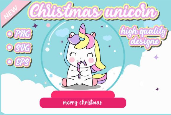 Christmas Unicorn Snow Ball: A Magical Graphics Asset for Crafters