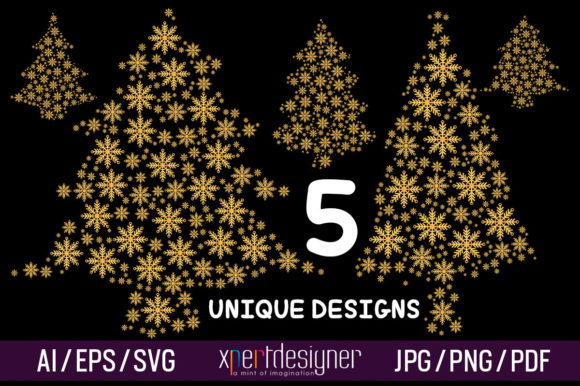 Luxury Golden Christmas Trees: A Versatile Graphics Asset