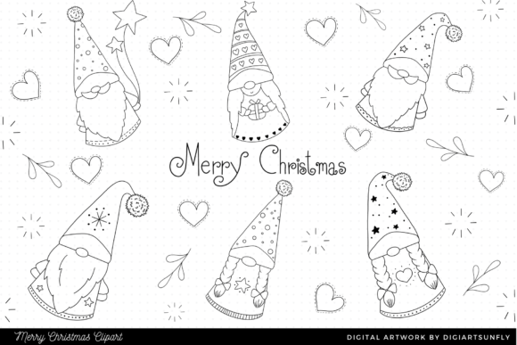 Review: Merry Christmas Gnome Doodle Clipart for Graphics